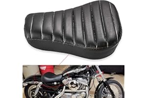 NATGIC Cuscino per sedile anteriore del conducente, in pelle nera, per H-arley Sportster Forty Eight XL1200, XL883, XL72, XL48, motivo a strisce orizzontali (1 pezzo)