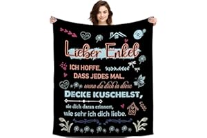 ACAROMAY Original Geschenk Lieber Enkel Ich Hoffe Dass Jedes Mal Wenn Du Dich In Diese Decke Kuschelst Sie Dich Daran Erinnert Wie Sehr Ich Dich Liebe Kuscheldecke Dekoratives für Enkelsohn (Lieber Enkel-B)