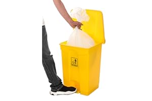 COSTELLO Curvaso HQ PREMIUM YELLOW 45L PEDAL STEP ON WASTE DISPOSAL BIN COMMERCIAL PRODUCTS MEDICAL KITCHEN PLASTIC PROFESSIONAL RECYCLE RECYCLING FOOD CLINICAL MULTI PURPOSE INDOOR OUTDOOR