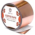 DOMTEK Copper Tape Slug Repellent (50mm wide, 12.2M Roll) - Double-Sided Conductive Adhesive Tape for Shielding & Guitar Repairs, Grounding, Paper Circuits, Stained Glass, DIY Crafts