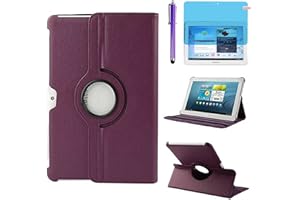 R.SHENGTE Hülle für Samsung Galaxy Tab 2 10.1'' 2012 (GT-P5100 GT-P5110 GT-P5113), 360 Grad drehbarer Ständer Schutzhülle,Mit Stylus Pen,Bildschirm Film (Purple)