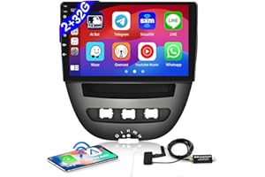 HIKITY DAB/DAB+ Android Car Stereo with for Toyota Aygo 2004-2014/Peugeot 107, 2+32GB, Wireless CarPlay Android Auto Mirror Link, 10.1 Inch Touchscreen Car Radio with Sat Nav WiFi EQ USB SWC BT DAB Adapter