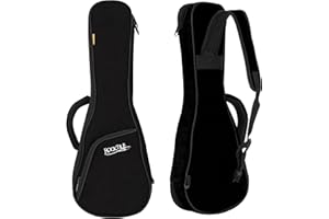 ROCKTILE Tasche für Sopran-Ukulele - Gigbag für Sopran-Ukulele - Maximale Innenmaße (LxBxH): 56 x 19 x 7,5 cm - 1 cm Dicke Polsterung - Gepolsterte Außentasche für Zubehör - Schwarz/Orange