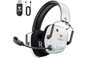 WESEARY WG4 Casque Gaming sans Fil, 2,4 GHz Casque Bluetooth sans Fil avec Micro pour PS5, PS4, PC, Switch, Mac, Mobile, Casque Gaming Pliable avec Son Stéréo, Batterie de 45h