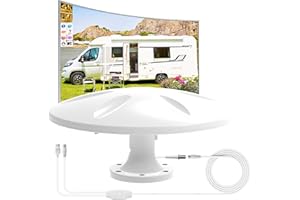 DGUPSP Antena TV Omnidireccional Exterior con Potente Amplificador 2025, Protección Anti-UV, Compatible con 4K 1080P DTMB DVB-T2 DVB-T TDT, Adecuado para Autocaravanas, Furgonetas Camper, Yates