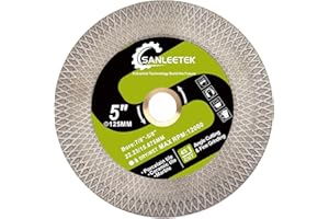 SANLEETEK Disque Diamant Carrelage 125mm Lame pour Porcelaine Carreaux de Céramique Marbre Pierre Artificielle avec Bord en Maille X Double Face