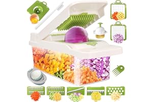 SunnySanji Vegetable Chopper 15 in 1 Food Chopper，Veggie Chopper Salad Slicer，Mandoline Slicer & Cheese Grater ，Multi Blade Vegetable Cutter & Veggie Dicer,Complimentary Egg Cutter Worth £5