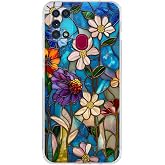 PrintiFy Samsung Galaxy M31 ile Uyumlu Vitray Mavi Bahar Tasarımlı Şeffaf Silikon Kılıf