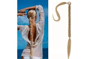 RPEIXYA Braid Extensions Ponytail Extension, Zopf Extension mit Haargummi, Haarteil Zopf zum Einflechten Lang Ponytail, Kunsthaar für Frauen, Haargummi mit Haaren, Geflochtener Zopf Haarteil (Golden)