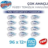 Bingo Y&uuml;zey Temizlik Havlusu Large Beyaz Sabun 96X12 (1152 Yaprak)