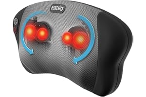 HoMedics Cuscino Massaggiante Shiatsu, Massaggiatore Cervicale Elettrico Multiuso, Massaggiatore con Funzione di Riscaldamento per Rilassare Collo, Spalle, Schiena, Zona Lombare e Gambe, Nero