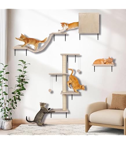 Katzentreppe 2er-Set Kiefernholz - Wandmontage Mit Juteseil