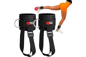 MuscleForge Tobillera Polea Gym Con Mancuernas – Correas De Tobillo Cable Máquina – Ejercicios Tibiales, Glúteos, Piernas – Ajuste Universal Unisex, 2 Piezas – Acolchado Neopreno, Mosquetón Reforzado