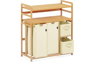 AdelDream Tvättkorg,4 fack,2 hyllor,tvättkorg,140 l,tvättlådor med korg