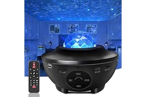 Fuqiduo Projektor LED gwiaździstego nieba, projektor Galaxy z pilotem zdalnego sterowania, projektor światła gwiazd z głośnikiem Bluetooth / gwiazdami/fale wodne dla dzieci i dorosłych, prezent na