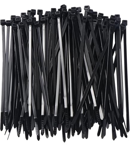 Kabelbinders 250 mm lang x 4,0 mm breed UV-bestendig ultra sterke kabelbinders met 40 kg treksterkte, zwart 100 stuks, hittebestendig, duurzaam