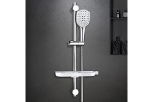 Görbach Asta Doccia a Parete INOX 70 cm con Doccetta a 3 Getti e Porte-Savon Mensola,Supporto Doccia Muro Regolabile Saliscendi Gruppo Doccia Senza Miscelatore e Senza Soffine(HB1210CP).