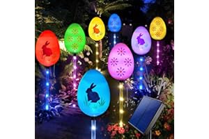 Homeleo Set of 8 Solar Egg Stake Lights for Outdoor Easter Decorations, Colour Changing Outside Easter Eggs Lights, Waterproof Big Easter Eggs for Pathway Walkway Driveway Porch Lawn Yard Easter Decor