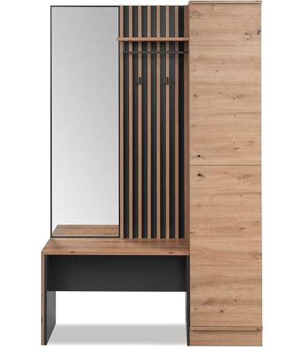 Scarpiera Deimos - Mobile Portascarpe Moderno, 50x38x135 Cm, Design Quercia, Multiuso Per Ingresso - Foto 8