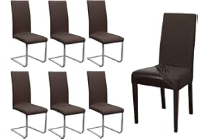 ‎BEAUTEX BEAUTEX 6er Set Jersey Stuhlhusse, elastische Stretch Husse Baumwolle Bi-Elastic, Farbe wählbar (Dunkelbraun)
