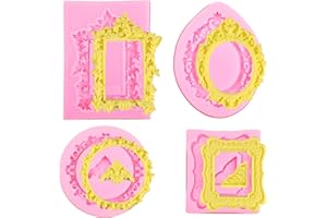 APHUMEDC 4pack Silikonform Fotorahmen Uv Resin Mold Bilderrahmen Silikonform Silikonformen Gießformen Silikon Wiederverwendbar Fotorahmen Fondantformen Mini-Vintage-Rahmenformen