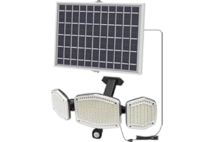 Lepwings Zewnętrzna lampa solarna, 426 diod LED, 2800 lumenów, zewnętrzne światło słoneczne z czujnikiem ruchu, wodoszczelność IP65, kąt świecenia 270°, kinkiet bezpieczeństwa z kablem 5 m