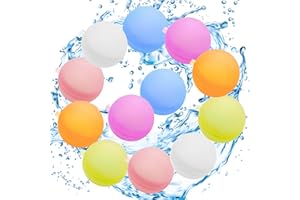 Atuoxing 12 PCS Bombe a eau Réutilisable, Ballons d'eau à Remplissage Rapide, Bombes à eau Réutilisables en Silicone, Reusable Water Balloons pour les Fêtes D'été de la Piscine (12Pcs)