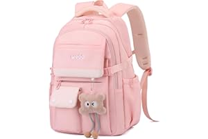 SUNYBLIS School Bags For Girls,Aesthetic Back to School Backpack Cute Preppy with Pendant Ladies Rucksack Women Lightweight Waterproof Travel Back Pack for Teenage Primary Secondary School Girls Boys