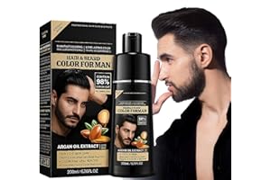 EHIOG Coloration Cheveux Homme Noir, Crème Colorante 200ml, Couvre Cheveux Blancs, Résultat Naturel et Durable, Facile à Appliquer à Domicile