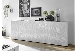 Arredocasagmb.it mobile contenitore 4 ante moderno BIANCO LUCIDO ante con serigrafia soggiorno madia buffet con sportelli design PRISMO 09