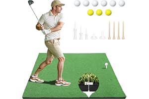 FAAZY Golf Hitting Mat 5x4 FT Artificial Turf Mat with 2 Rubber Tees, 7 Golf Tees and 9 Balls Training Mat for Indoor/Outdoor Practice