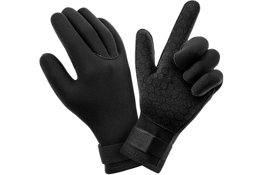 AUAUY Wetsuit Gloves, Neoprene Swimming Gloves, Thermal Anti-slip Diving Glove, Scuba Glove with Adjustable Wrist Strap for Scuba Diving Snorkeling Surfing Paddling Kayaking Swimming