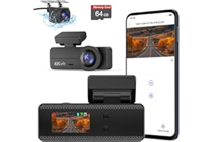 Dash Cam Auto 4K+1080P, SIGRILL Dash Cam WiFi per Auto, Scheda SD da 64 GB Inserita, Super Dashcam con Visione Notturna, Modalità di Parcheggio 24H, Telecamera per Auto Sensore G