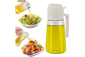 BEPER C102SPE004 Pulverizador de aceite para freidora de aire caliente, 2 en 1, recipiente de cristal de 480 ml, pulverizador de cocina, boquilla + cabezal pulverizador