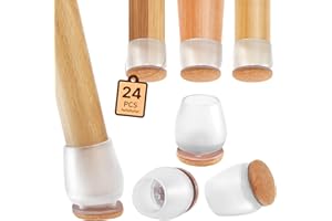 RCHYFEED Protector Patas Sillas 24 pcs, Protectores de Suelo para Patas de Silla, Transparente Protector Sillas Patas, Silicona para Patas, Tapas de con Fieltro Prevent Floor Scratches (Fit: 22-26mm)