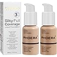 2PCS PHOERA Foundation, PHOERA Matte Liquid Foundation,PHOERA Makeup for Women, PHOERA Foundation Full Coverage Concealer, 30ml 24HR Matte Oil Control Concealer (2pcs-102+104/ Nude+Buff Beige)