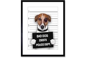 Wee Blue Coo Jack Russell Dog Mugshot Police Picture Photo Art Print Framed Poster Wall Decor 9x7 inch