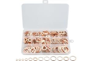 GUDQVOZIHG Set di 300 guarnizioni in rame, rondelle piatte, guarnizione in rame, con scatola, elementi di fissaggio per viti (12 misure)