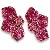 SANJOYA by EVERSTYLISH Embroidered Stud Earrings for Women | Floral Sequin & Beaded Statement Earrings | Ethnic Jewelry for W