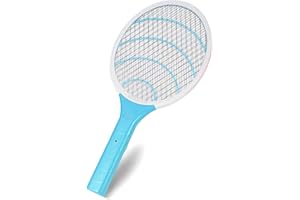 WUEAOA Racchetta Zanzare Elettrica 3000V,Paletta con Rete di protezione bifacciale, per mosche, a batteria, Ultra leggero,antizanzare per uso interno ed esterno,Blu