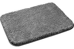 TiRiSMART Small Bath Mat 60x40cm Thickened Non Slip Bathroom Rug (Dark Grey)