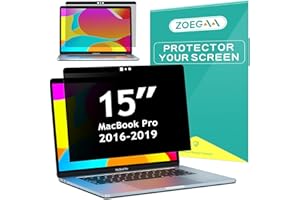 ZOEGAA Écran de confidentialité pour MacBook Pro 15" (2016-2019), magnétique amovible anti-lumière bleue pour MacBook Pro 15" avec couverture de webcam pour ordinateur portable Mac 15" (A1707/A1990)
