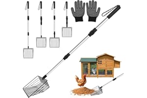 BINYI Siebschaufel Kotschaufel Hühnerkotschaufel Hühnerstall Zubehör 3 in 1 Pooper Scooper Katzenklo Schaufel Einstellbare Hühnerschaufel für Hühnerstall Trennung von KOT und Schutt von Sand