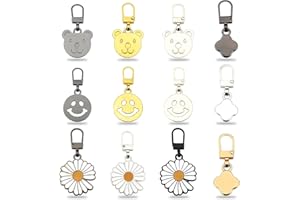 MHYMX Zipper Pull Replacement, 12 PCS Zipper Pulls Metal Zip Replacement Puller Detachable Suitcase Zip Slider Replacement Fix Zip Tags Pulls for Luggage Clothes Purse