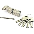 Moksh Plus Brass Cylinder Lock 70mm with 6 pin Mechanism for Mortise Handle Lock Fittings with 5 Brass Ultra Keys for Wooden Door (Pack of 1 Pcs., S.S.F.)
