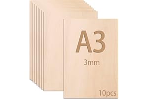 POJAH 10 Stück Sperrholaplatte 3mm, Sperrholz A3, 42 x 30 cm Holzplatte zum Basteln, Holzplatten für für DIY Holzarbeiten, Laserbearbeitung, Brandmalerei, Modellbau, Deko, Gemälde (A3-420 * 300 * 3mm)
