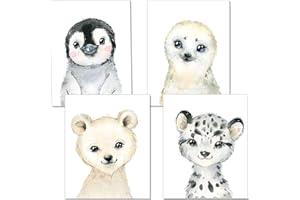 artpin® - Póster decorativo para niños (4 unidades), diseño de oso pingüino P51