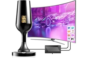 DGUPSP Antena de TV Digital HD para Interior, 2025 Antena de TV Receptora de 260km de Distancia con Potente Base Magnética,Soporta 4K y TDT- (DVB-T/DVB-T2)-All TVs