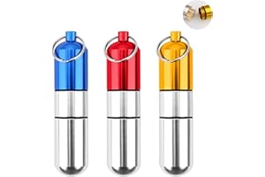 SOUNDZERO PhoenixDN 3 Pezzi Portachiavi Portapillole, Portapillole Tascabile, Piccolo Portachiavi Portapillole in Metallo, Portapillole Tascabile, Portapillole con Portachiavi per Campeggio, Viaggio