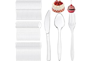 WYTNB 150 Pièces Ensemble De Couverts Transparents - Couverts Réutilisables Solides Et Transparents, Fourchette Réutilisable De Haute Qualité, Cuillère Transparente Pratique pour Réceptions